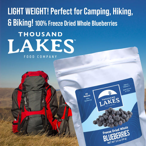 Thousand Lakes Freeze Dried Fruit - Blueberries 3.5 ounces | No Sugar Added | 100% Whole Blueberries...