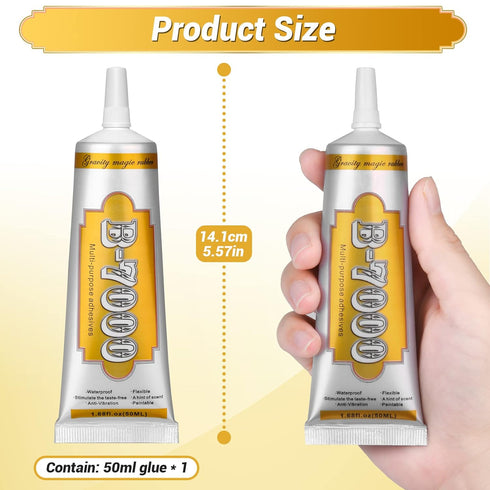 B7000 Fabric Glue with Precision Tips, Upgrade Industrial Strength Adhesive B-7000 Glue Clear for Jewelry Crafts DIY, Metal, Stone, Rhinestone Gem...