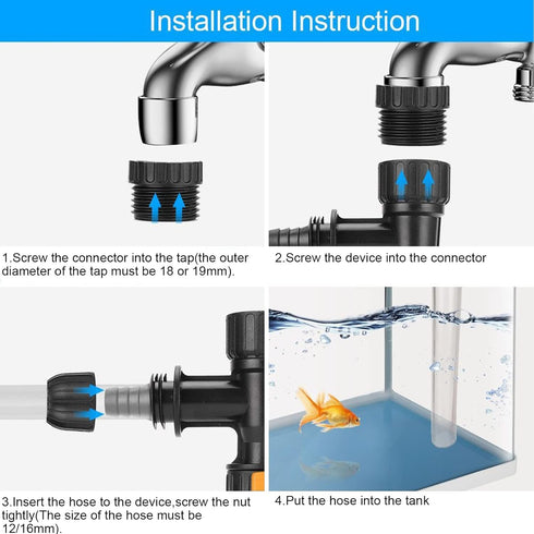 AYNEFY Fish Tank Water Changer Faucet Adapter, Aquarium Water Changer with 3 Tab Connecter, Vacuum Siphon Gravel Cleaner Plastic Connector Replace...