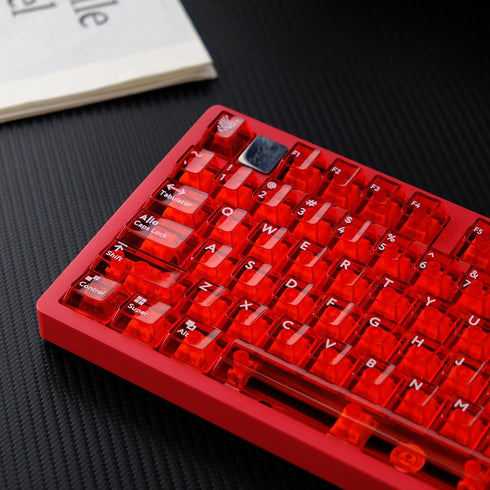 114 Keys Transparent Keycaps PC Cherry Profile Red Crystal Keycap Set Fit for Cherry Mx Switches Mechanical Keyboard...
