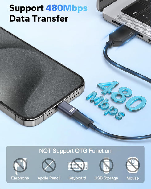 MoKo Lightning Female to USB C Male Adapter 2 Pack, Lightning to USB C Converter for iPhone 15 Series, iPad Pro/Air, iPhone to USB C Adapter for F...