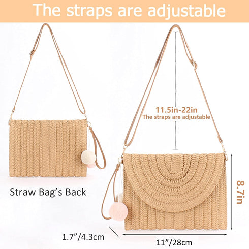 Dailyacc Straw Shoulder Bag For Women Woven Purse Beach Envelope Clutch Straws Wallet...