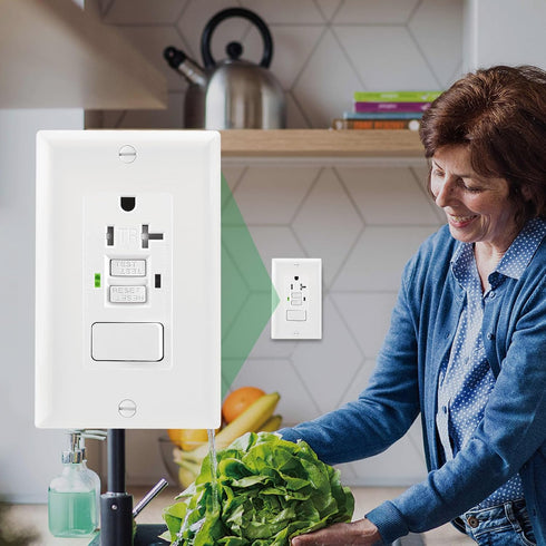 GFCI Outlet,Tamper Resistant GFCI Receptacle with Combination Switch,ETL Listed,Back &Side Wire,White (TR20Amp)...
