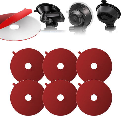 Removable Sticky Adhesive Pads for Dash Cam Suction Cup Mount - 2.2-inch (56mm) Clear Double-Sided Tape with Center Hole, Boosts Suction Grip, Res...