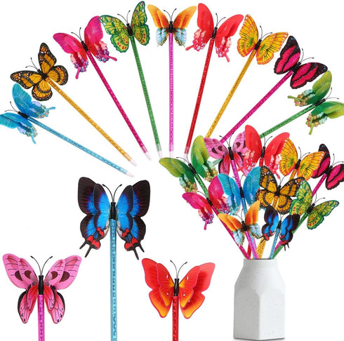 Leery 12 Pieces 3D Butterfly Ballpoint Pens,0.5mm Random Butterfly Black Ink Pens for School Office Supplies Home Bedroom Decor,Wedding, Birthday,...