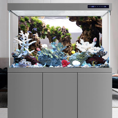 AWERT 48x24 inches Viewing Stone Fish Tank Background Aquatic Plant River Bed & Lake Aquarium Background Seaweed Aquarium Vinyl Background...