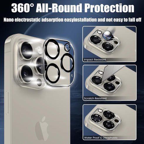 TQLGY 2+2 Packs for iPhone 15 Pro Max Privacy Screen Protector, Auto Dust Removal Installation, Anti-Spy Tempered Glass With Camera Lens Protector...