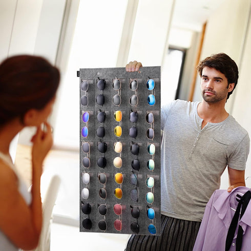 Sunglasses Organizer Storage- Hanging Eyeglasses Wall Pocket Mounted,Eyewear Display,25 Slots...