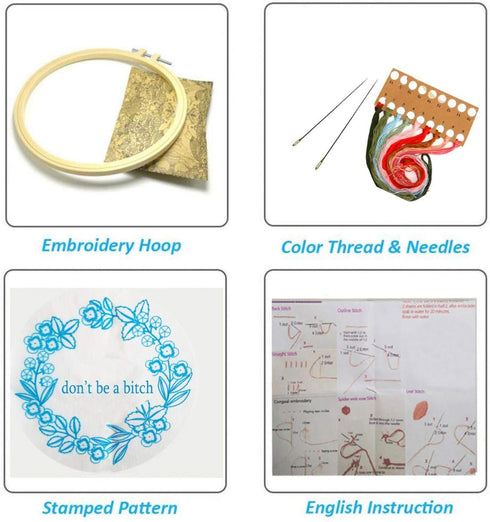 Nuberlic Embroidery Kit Cross Stitch Kit for Adults Stamped Hand Embroidery with Pattern Embroidery Hoop Cloth Needlepoint Thread Floss...