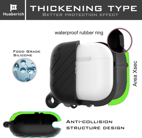 Waterproof Case for Airpods 3rd Generation (Black and Night Glow)...