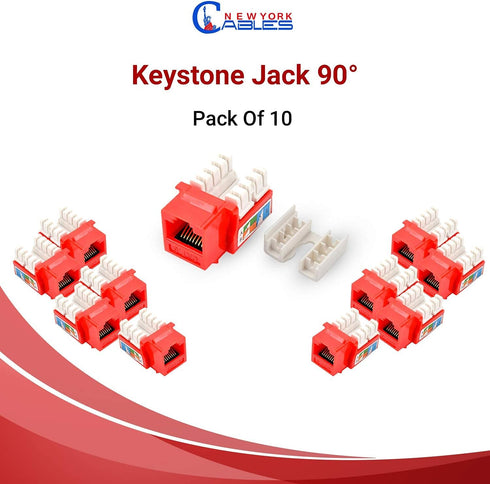 NewYork Cables cat 6 Keystone Jack 90 Degree Punchdown Ethernet Wall Jack for Patch Panels Wall Plates...
