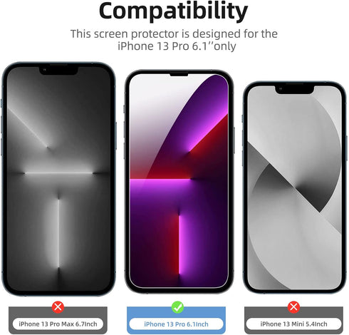 NEW'C 4 Pack, 2 Pack Screen Protector for iPhone 13 Pro + 2 Pack Camera Lens Protector, Sensor Protection,Case Friendly Tempered Glass Film......