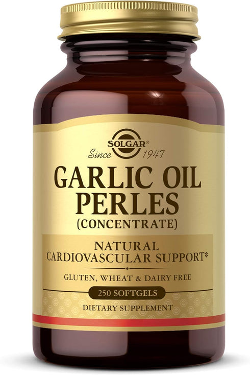 Solgar Garlic Oil Perles, 250 Softgels - Natural Cardiovascular Support - Garlic Oil Concentrate, Reduced Odor - Gluten Free, Dairy Free - 250 Ser...