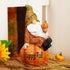 Topadorn Fall Garden Gnome Figurine Sitting on Pumpkin Statue Autumn Harvest Garden Gnomes Statue Figurine for Patio Yard Lawn Porch Decoration?Ha...