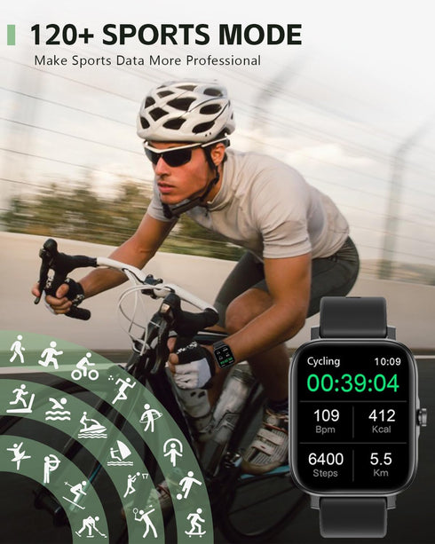 ANCwear Smartwatch for Men Women, 1.83" Touch Screen Fitness Tracker Watch with Heart Rate/SpO2/Sleep Tracking, IP68 Step Counter Watch with 120+ ...