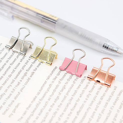 Rose Gold Binder Clips, Mini Paper Clip, Small Paper Clamps 15mm (5/8 inch), 100 Pack Micro Size Office Clips for Home School and Business (Rose G...