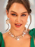 Aukmla Bridal Jewelry Set Gold Rhinestones Wedding Necklaces Earrings Sets Earring Sets Pearl Prom Costume Jewelry for Women and Brides...