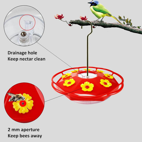 Hummingbird Feeders for Outdoors Hanging, Hummzinger Hummingbird Feeder, Bee-proof, Leak-proof, No Drip, Easy to Clean, with Cleaning Brushes (8-P...