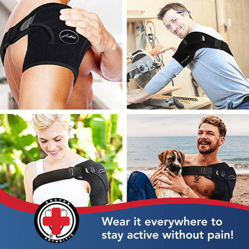 Dr. Arthritis Doctor Developed Shoulder Brace for Pain Relief & Recovery - Left Right Shoulder Brace - for Women Men, with Handbook (Black)...