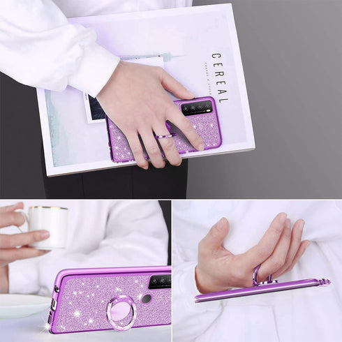 Case for TCL 30 XL (6.82-inch) Cover ShockProof Protector with Strap Lanyard Holder Ring for Girls Women Glitter Sparkle Bling Cute Phone Case for...