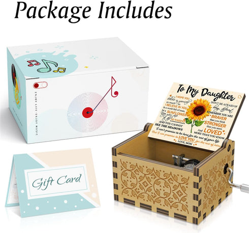 Sunflower Wooden Engraved Colorful Music Box You are My Sunshine Laser Wood Musical Box Gifts from Mom to Daughter for Birthday/Christmas/Valentin...