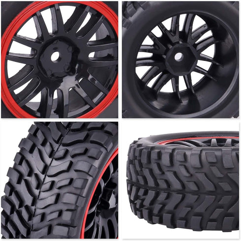 HobbyPark 2.55" Tall 12mm Hex PreGlued 1/10 RC Touring Car Wheels and Tires Set 1.02" 26mm Wide Soft Rubber for Tamiya HPI Traxxas Redcat Kyosho B...