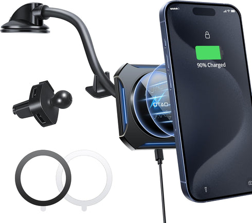 OTAO for Magsafe Car Mount Charger, Wireless Charger Fast Charging for Magsafe Car Charger, Air Vent/Dashboard Magnetic Phone Holder for iPhone 15...