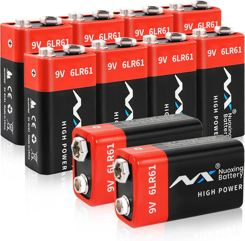 9V Batteries - Alkaline 9 Volt Battery 10 Counts - Ultra Long Lasting with a 10 - Year Shelf Life...