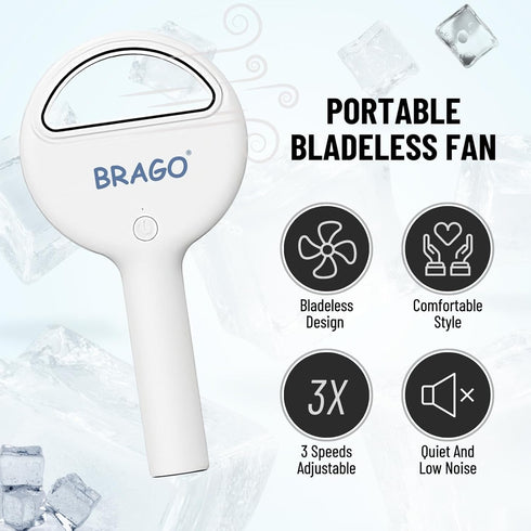 Handheld Bladeless Mini Fan, Portable Hand Fan, Rechargeable Small Pocket Fan, Battery Operated Personal Fan for Indoor Outdoor Travelling (White)...