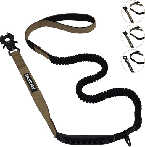 No Pull Tactical Dog Leashes for Medium Large Dogs Heavy Duty with Aluminum Frog Clip? Darkbrown 4-6FT Long&Strong Dog Leash with Car Seat Belt& S...