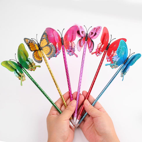 Leery 12 Pieces 3D Butterfly Ballpoint Pens,0.5mm Random Butterfly Black Ink Pens for School Office Supplies Home Bedroom Decor,Wedding, Birthday,...