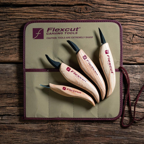 Flexcut Wood Carving Tools Set 4 Piece Carving Knife Set KN100, Whittling Knives Include Solid Ash Handle...