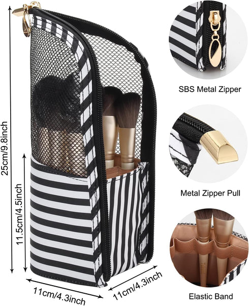 MONSTINA Makeup Brush Organzier Bag,High Capacity Portable Stand-Up Makeup Brush Holder,Professional Artist Makeup Brush Sets Case Waterproof Dust...