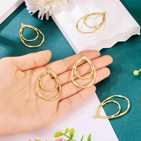 PandaHall 10pcs Light Gold Open Back Bezel Charms Epoxy Resin Pressed Flower Blank Teardrop Frame Hollow Pendants for UV Resin Jewelry Making Chok...