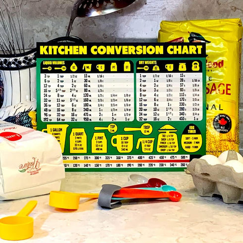 Kitchen Conversion Chart Magnet - Extra Large Easy to Read 11” x 8.5” Measurement Cheat Sheet for Cooking Baking & Reading Recipes - Convert Volum...