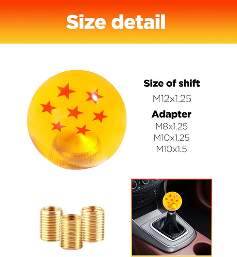 Z Star Manual Gear Stick Shift Knob,Z Stars Shift Knob with M8x1.25 M10x1.5 M10x1.25 Adapter,Universal Round Ball Gear Shifter Knobs (7 Star)...