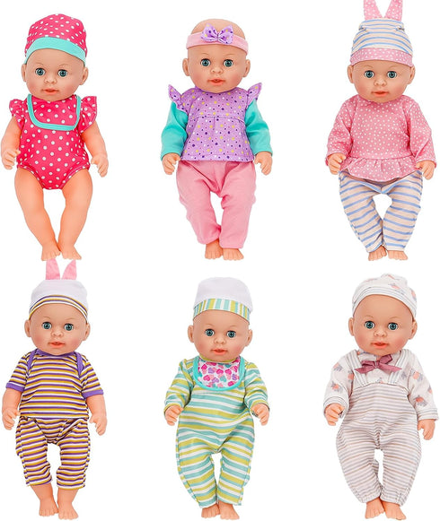 deAO Baby Doll Clothes for 12 13 14 Inch Dolls,6 Sets Doll Clothes and Accessories,Dress Up Fun,Doll Outfits Accessories Underwear for Doll Gift (...