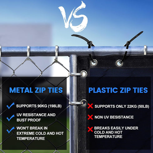 Metal Zip Ties,100 Pcs 11.8 Inch,304 Stainless Steel Zip Ties Multi-purpose Metal Cable Ties-Suitable for Outdoor Chain Link Fence and Exhaust Wra...
