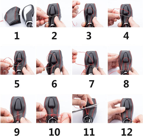 Auto Car Leather Gear Shift Knob Cover for Ford EcoSport Escape / Fusion /C-Max Energi Wagon / Fiesta / Focus / Transit Accessories...