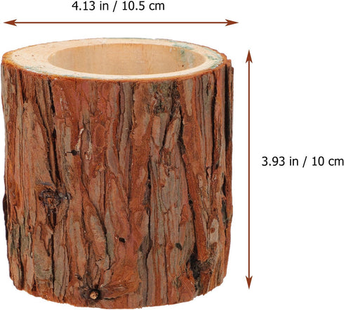 Imitation Wood Pile Flower Pot: Bonsai Tree Plant Pot Decorative Rustic Stump Cactus Container Rustic Planter Miniature Succulent Pot for Garden I...