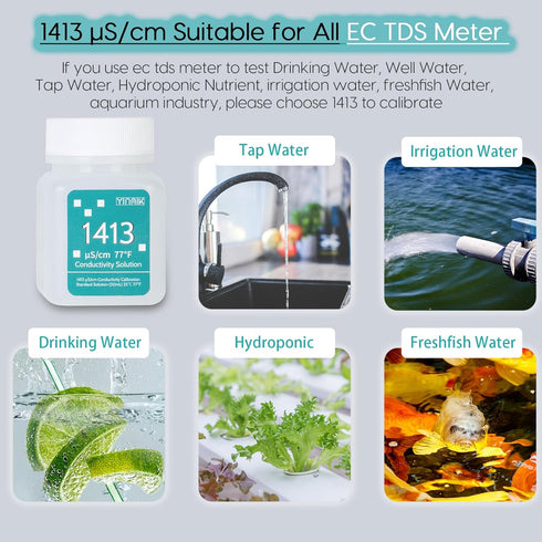 1413 ?S/cm Calibration Solution, Conductivity Salt Standard Buffer Solution for 5 in 1 Salinity Tester, EC Meter, TDS Meter, 7 in 1 Multi-Paramete...