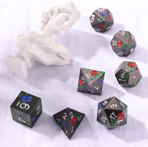 DND Metal Dice Set,Polyhedral Dice Set-Hand-Coloured Rose D&D Dice Set,Perfect in Gift Metal Box for DND Dungeons and Dragons MTG RPG Role Playing...