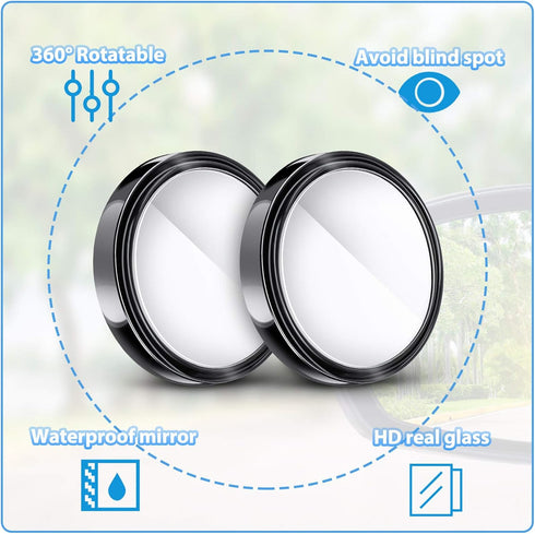4 Pieces Blind Spot Mirrors Car Rear View Mirrors Wide View Angle Mirror Round HD Glass Convex Mirror Adjustable with Frame for Cars SUV Trucks Mi...