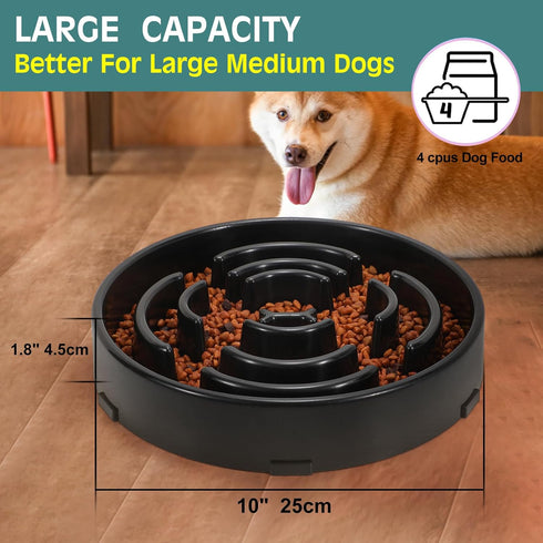 WHIPPY Large Slow Feeder Dog Bowls for Large Medium Dogs Anti-Chocking Slow Feeding Maze Dog Food Bowl Slow Eating Interactive Bloat Stop Puzzle B...