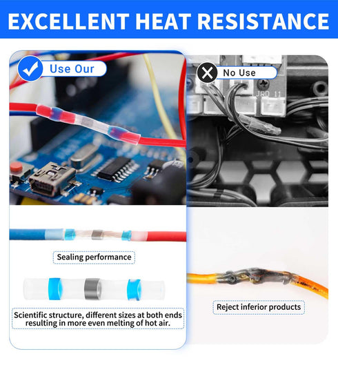 223 PCS Solder Seal Wire Connectors - Heat Shrink Wire Connectors Waterproof Solder Butt Connector Kit Insulated Terminals for Marine Automotive B...