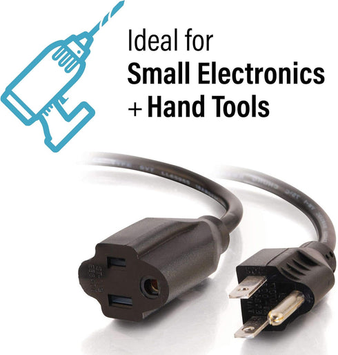 C2G 1FT Premium Universal Extension Cord - Power Extension Cord for TV, Computer, Monitor, Appliance & More (03137)...