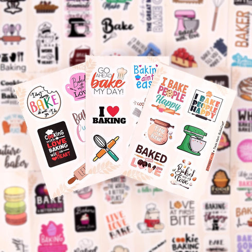 100Pcs Baking Stickers Funny, Bakery Stickers for Water Bottles - Baking Laptop Decals, Baking Party Favors for Kids Birthday Party, Bakery Themed...