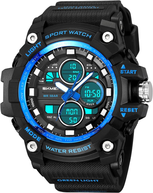 Military Men's Sports Analog Quartz Watch Dual Display Alarm Digital Watches with LED Backlight...