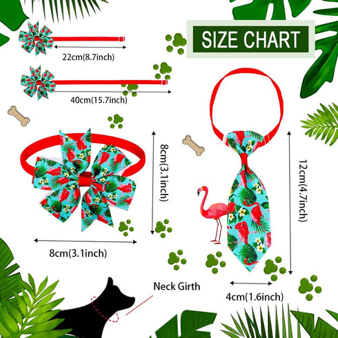 32pcs Summer Dog Collar Bow Ties, Bulk Adjustable 16pcs Small Dog Bow Ties and 16pcs Dog Neck Ties, Hawaii Fruit Dog Collar Bowties for Small Medi...