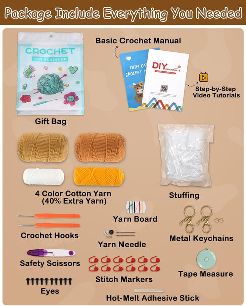 CiyvoLyeen Highland Cow Crochet Kit for Starters Animals Crochet Kit with Step-by-Step Video Tutorials Learn to Crochet Kits Gift Stuffs Crafts fo...